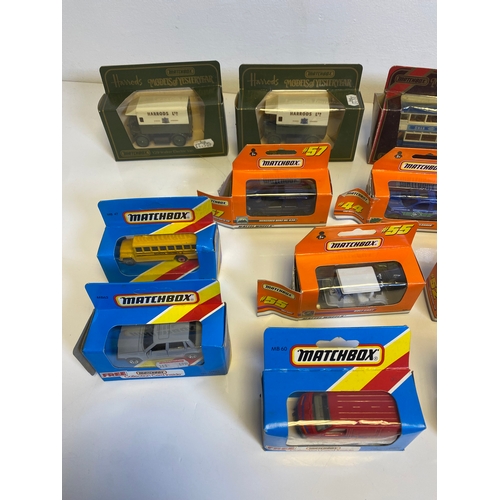 304 - Collection of Matchbox Die-cast model cars including MB4 Taxi Londonien, MB62 Volvo 760 MB47 Scoolbu... 