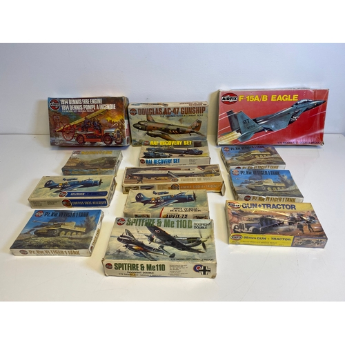 313 - A collection of Airfix Kit Model Reduit including 1914 Dennis Fire Engine 06442-8, Matador &5-5 Gun,... 