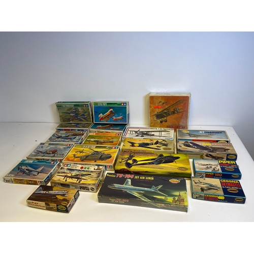 316 - A collection of Tamiya and Aurora Model plane kits including Tamiya, Zerosen (Hamp), Shinden, B.A.C ... 