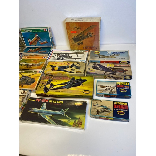 316 - A collection of Tamiya and Aurora Model plane kits including Tamiya, Zerosen (Hamp), Shinden, B.A.C ... 