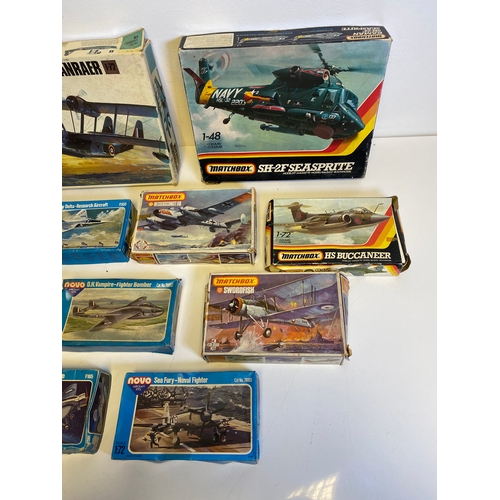 320 - A Collection of Model plane assembly kits including Matchbox, PK-601 Super Marine Stranraer, Kaman S... 