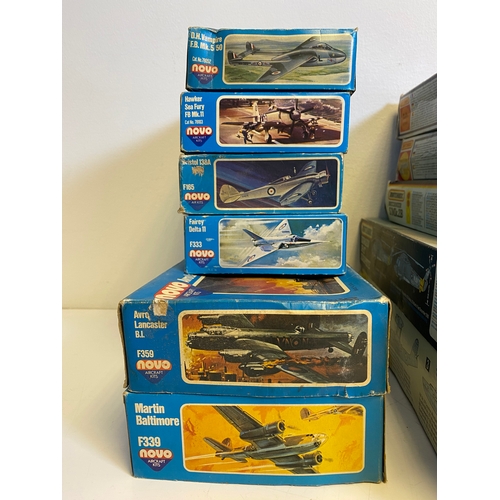 320 - A Collection of Model plane assembly kits including Matchbox, PK-601 Super Marine Stranraer, Kaman S... 