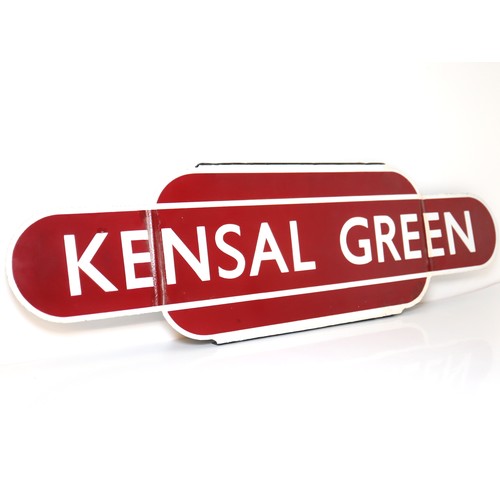 62 - Original Kensal Green Totem Enamel Sign British Railway Station Signs