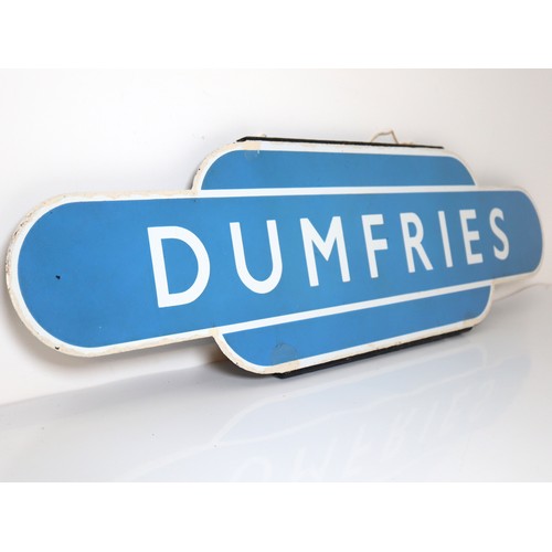 67 - Original Dumfries Totem Enamel Sign British Railway Station Signs