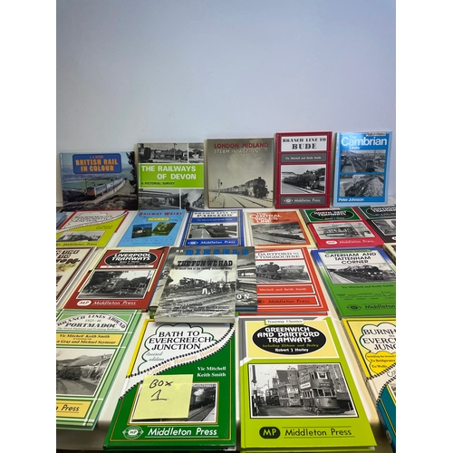 322 - A collection of Train related books including London Midland Steam in action, The Railways of Devon