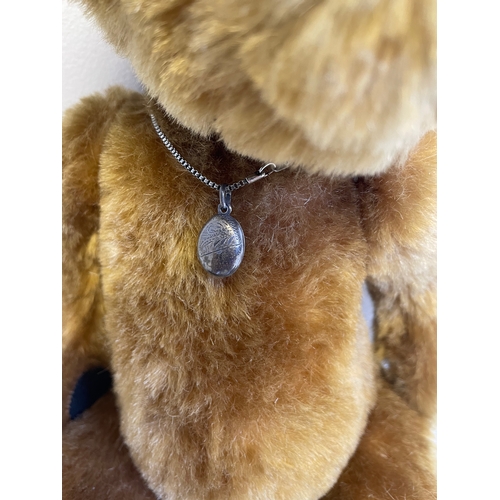 359 - A limited edition of No. 418 out of 500 Johnathan Little folk Teddy bear with 925 Silver locket