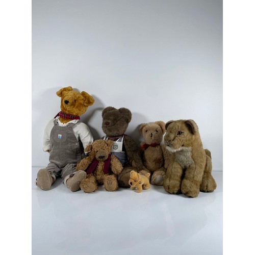 358 - A collection of Various makers teddy bears and a Tony's toys Lioness