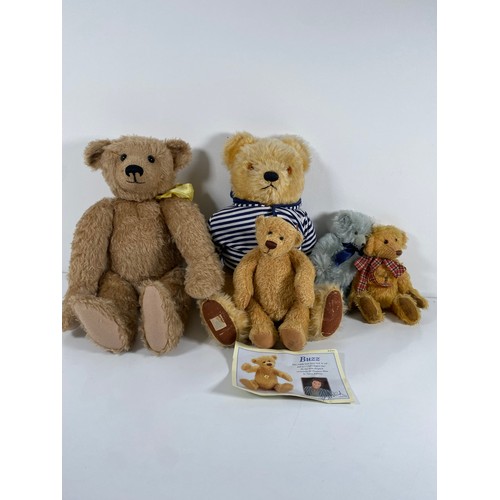 345 - A collection of Mo Hair teddy bears including Buzz the bear