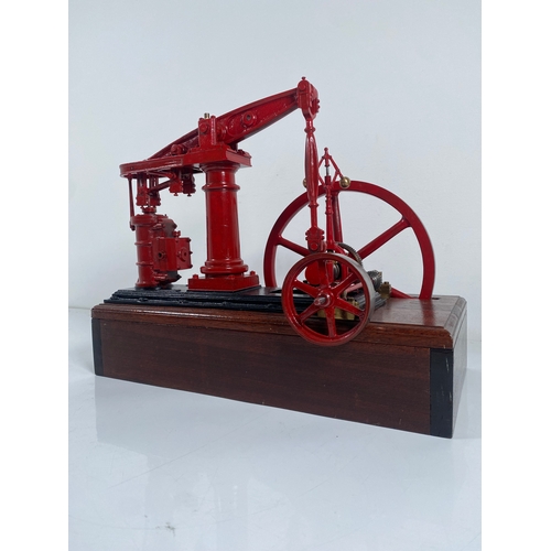 372 - Early 20th century Walking Beam Scale Engine Model on Mahogany Plinth 43cm x 35cm