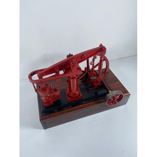 372 - Early 20th century Walking Beam Scale Engine Model on Mahogany Plinth 43cm x 35cm