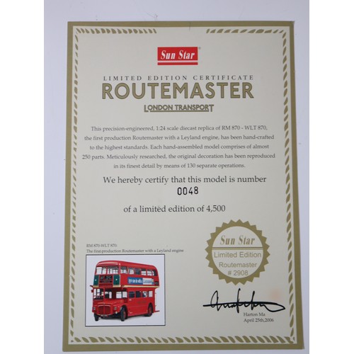 73 - Sun Star 1:24 Scale die-cast model Routemaster RM 870 - WLT 870 LE 48/4500