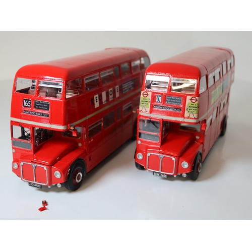 78 - 2 x Revel Kit Built Routemaster Bus 1:24 No. 101 route & No. 165 route