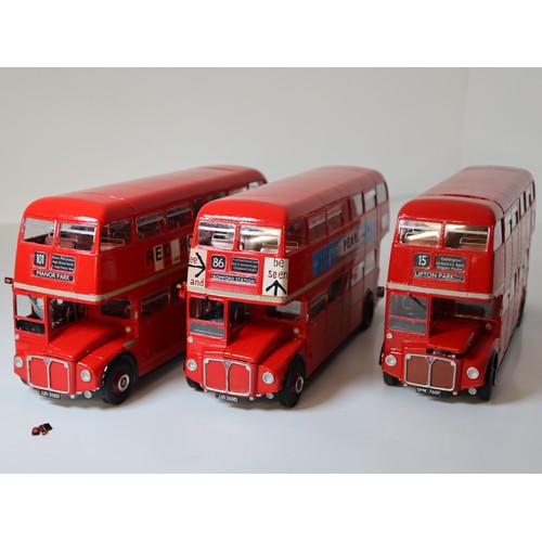 79 - 3 x Revel Kit Built Routemaster Scale 1:24 No. 101, No. 86 & No. 15 route