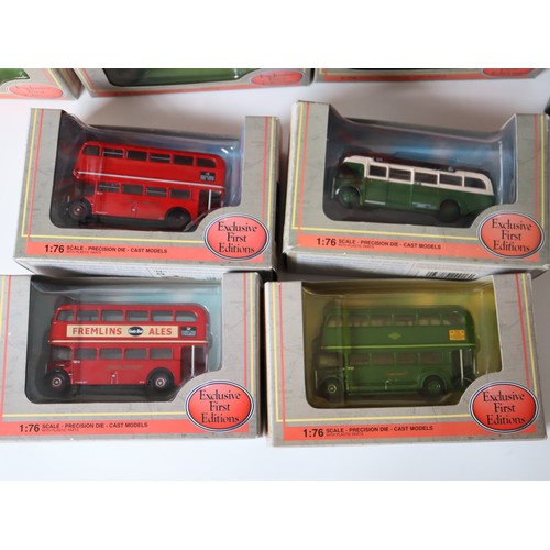 85 - A group of boxed EFE 1:76 scale die-cast bus / coach models including War Time Bus AEC STL Class Bus... 