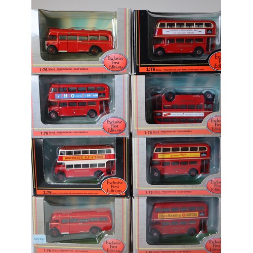 85 - A group of boxed EFE 1:76 scale die-cast bus / coach models including War Time Bus AEC STL Class Bus... 