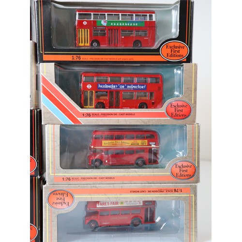 87 - A group of boxed and unboxed EFE 1:76 scale die-cast bus / coach models including London Transport
L... 