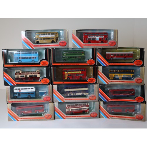 89 - A group of boxed EFE 1:76 scale die-cast bus / coach models including Leyland National London United... 