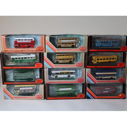 90 - A group of boxed EFE 1:76 scale die-cast bus / coach models including Plaxton Pointer Dennis Dart Do... 