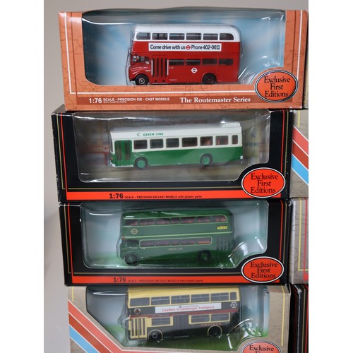 90 - A group of boxed EFE 1:76 scale die-cast bus / coach models including Plaxton Pointer Dennis Dart Do... 