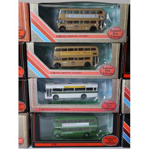 90 - A group of boxed EFE 1:76 scale die-cast bus / coach models including Plaxton Pointer Dennis Dart Do... 