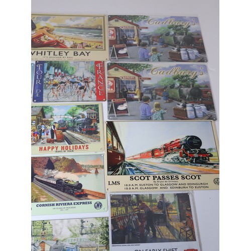 214 - A collection of reproduction metal locomotive / transport signs / plaques