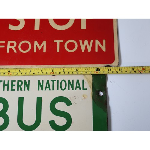 215 - Vintage Enamel Bus Stop Signs Double Sided - Southern National Bust Stop, SCT Bus Stop from Town