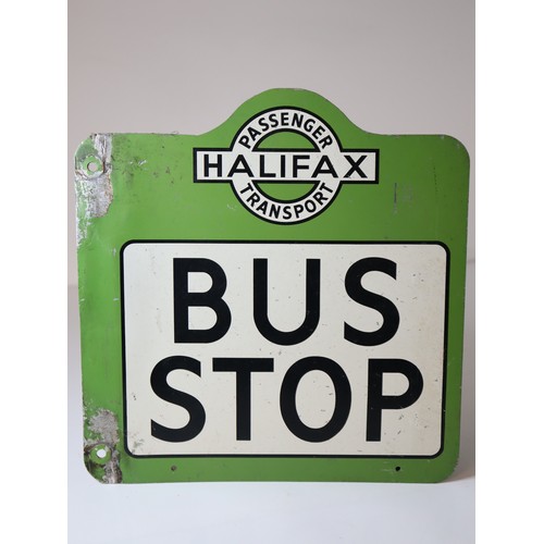 223 - Vintage Cast Aluminium Halifax Passenger Transport Bus Stop Sign 34cm x 35cm