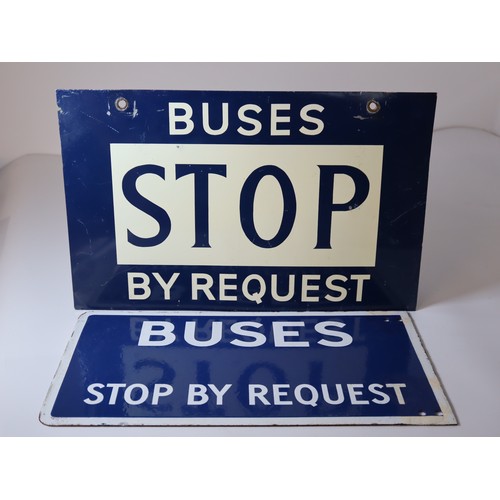 224 - Vintage Enamel Buses Stop By Request Sign & similar Aluminium bus stop sign