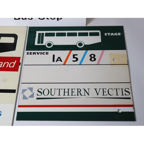 227 - Vintage Aluminium Bust Stops signs Chester, CSM Cumberland & Southern Vectis