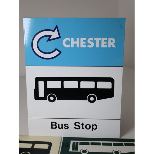 227 - Vintage Aluminium Bust Stops signs Chester, CSM Cumberland & Southern Vectis