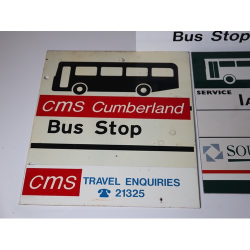 227 - Vintage Aluminium Bust Stops signs Chester, CSM Cumberland & Southern Vectis