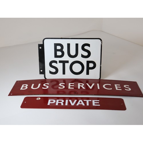 229 - Vintage Enamel Bus Services, Bus Stop & Private Signs