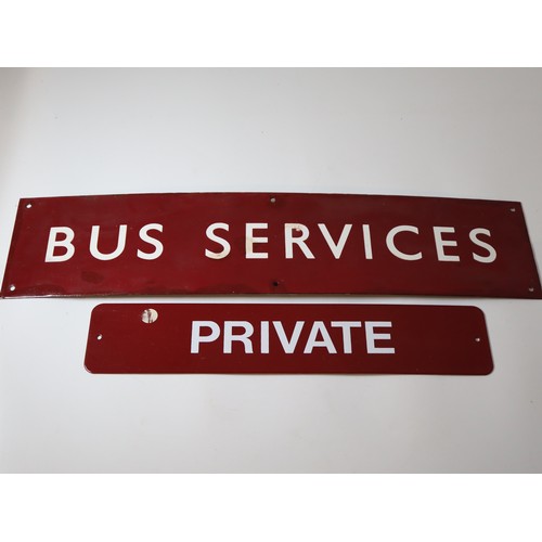 229 - Vintage Enamel Bus Services, Bus Stop & Private Signs