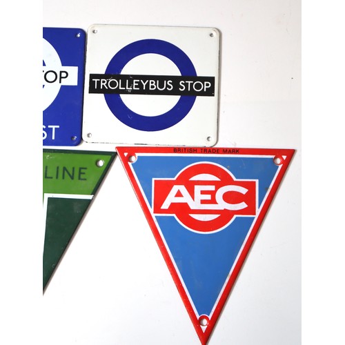 235 - Vintage Garnier & Co Enamel Bus / Tram Signs + Green Line & AEC Radiator Signs