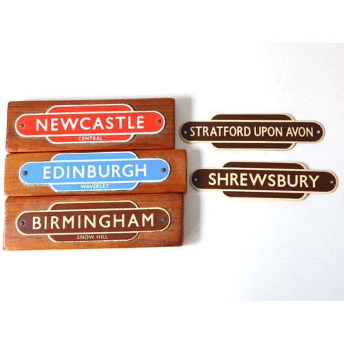 236 - Vintage Reproduction Miniature Garnier & Co Ltd Enamel Totem Station Signs - Shrewsbury, Stratford U... 