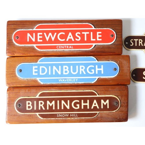 236 - Vintage Reproduction Miniature Garnier & Co Ltd Enamel Totem Station Signs - Shrewsbury, Stratford U... 