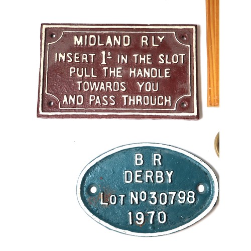 238 - Various Cast Iron Plaques & Bus & Coach Plates including British Rail Derby Wagon Plate 1970, Midlan... 