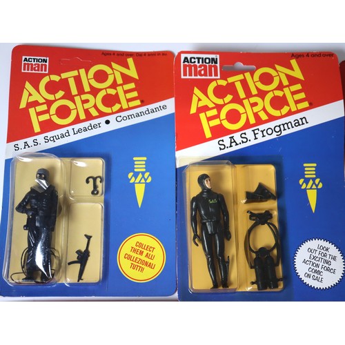 247 - Action Man Action Force Carded Figures including Italian SAS Squad Leader, SAS Frogman, Black Major,... 