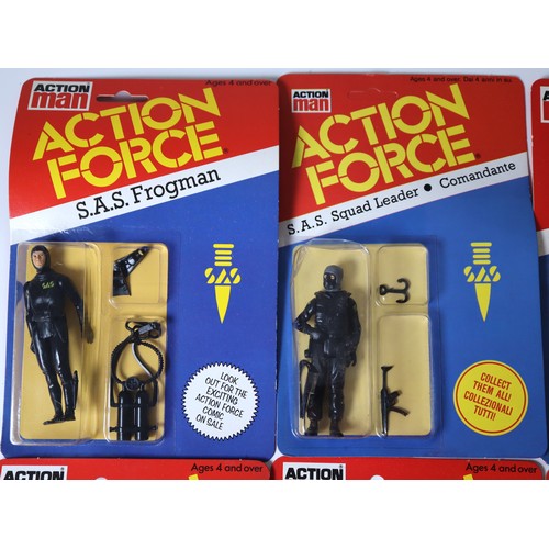 248 - Action Man Action Force Carded Figures including Italian SAS Squad Leader (2), SAS Frogman, Space Se... 