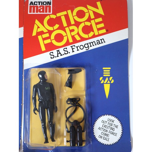 249 - Action Man Action Force Carded Figures including Italian SAS Squad Leader (2), SAS Frogman (2),  Spa... 