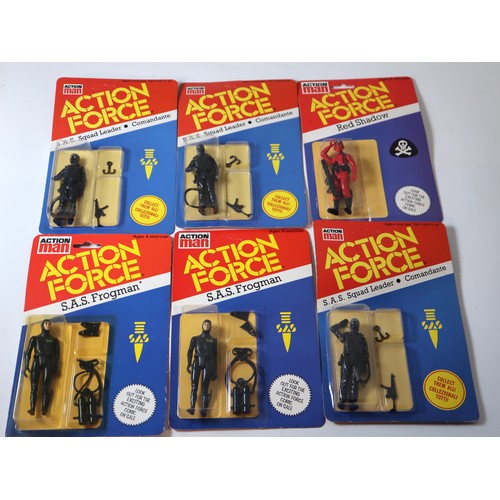 250 - Action Man Action Force Carded Figures including Italian SAS Squad Leader (3), SAS Frogman (2),  Red... 