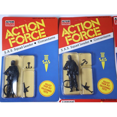 250 - Action Man Action Force Carded Figures including Italian SAS Squad Leader (3), SAS Frogman (2),  Red... 