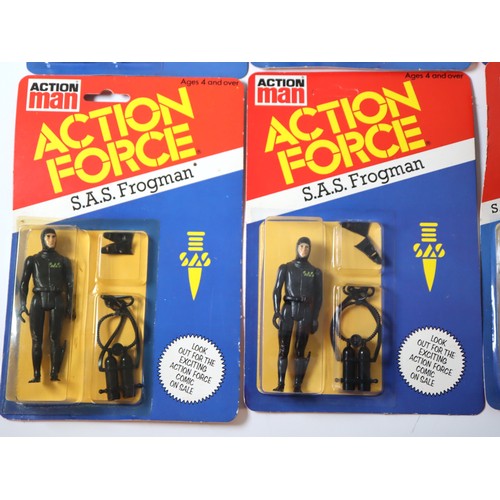 250 - Action Man Action Force Carded Figures including Italian SAS Squad Leader (3), SAS Frogman (2),  Red... 