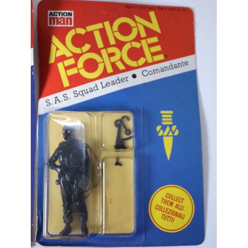 251 - Action Man Action Force Carded Figures including Italian SAS Squad Leader (4) & SAS Frogman