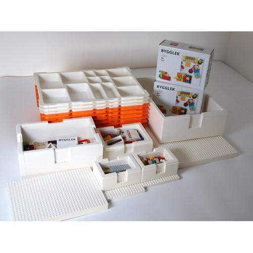 266 - LEGO - Various sorting trays / LEGO Storage boxes with loose bricks + 2 new sealed Lego Ikea 40357