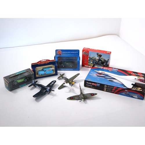 288 - Collection of die cast models in boxes, built plastic kit aircraft, Airfix 1:72 WW2 RAF Personnel