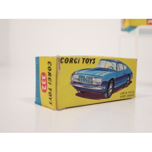 294 - Corgi Toys 332 Lancia Fulvia Sport Zagato, 262 Lincoln Continental Limousine, 341 Mini Marco GT 850,... 