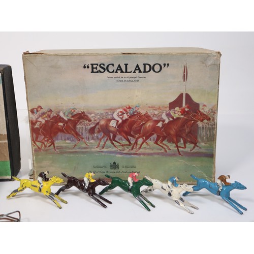 298 - Vintage Boxed Totoplay Board Game+ Chad Valley Escalado Horse Racing with lead horses