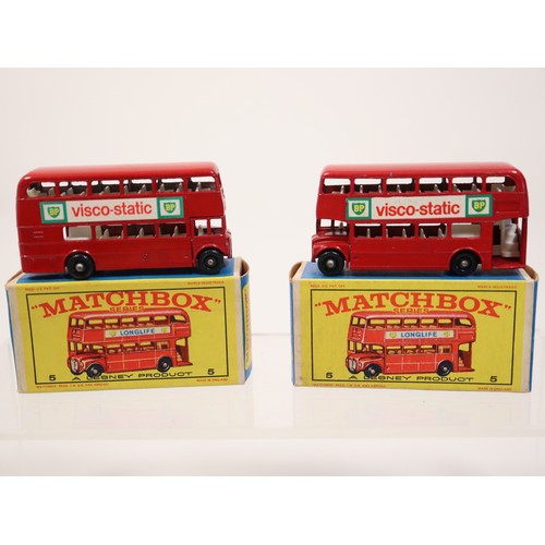 380 - Matchbox 5 London Bus (2) E4 Series Box, 74b Daimler Bus E4 Series Box & 68 Mercedes Coach E3 Series... 