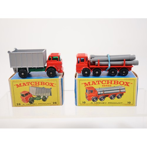 382 - Matchbox 21 Foden Concrete Truck E4 Series Box, 26 G.M.C Tipper Truck E4 Series Box, 10 Pipe Truck E... 